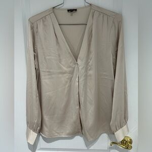 Dynamite Soft Beige V-Neck Blouse